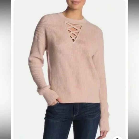 Splendid Women’s Crisscross Knit Long Sleeve Sweater Charcoal Gray Size Medium - Picture 1 of 8